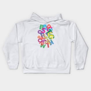 Bright dancing alphabet letters Kids Hoodie